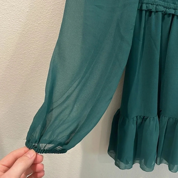 Aritzia Wilfred Tempest Green Semi Sheer Mini Dress Size Extra Small - Picture 5 of 5